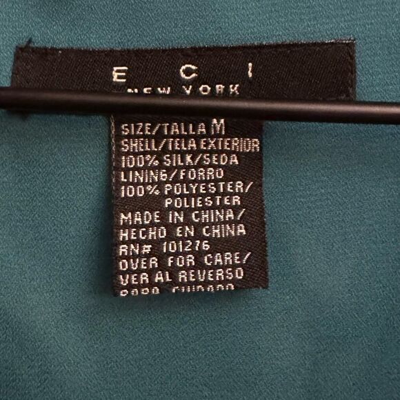 Vintage ECI Size Medium Silk V Neck Chinese Mandarin Collar Babydoll Blouse - Picture 9 of 14